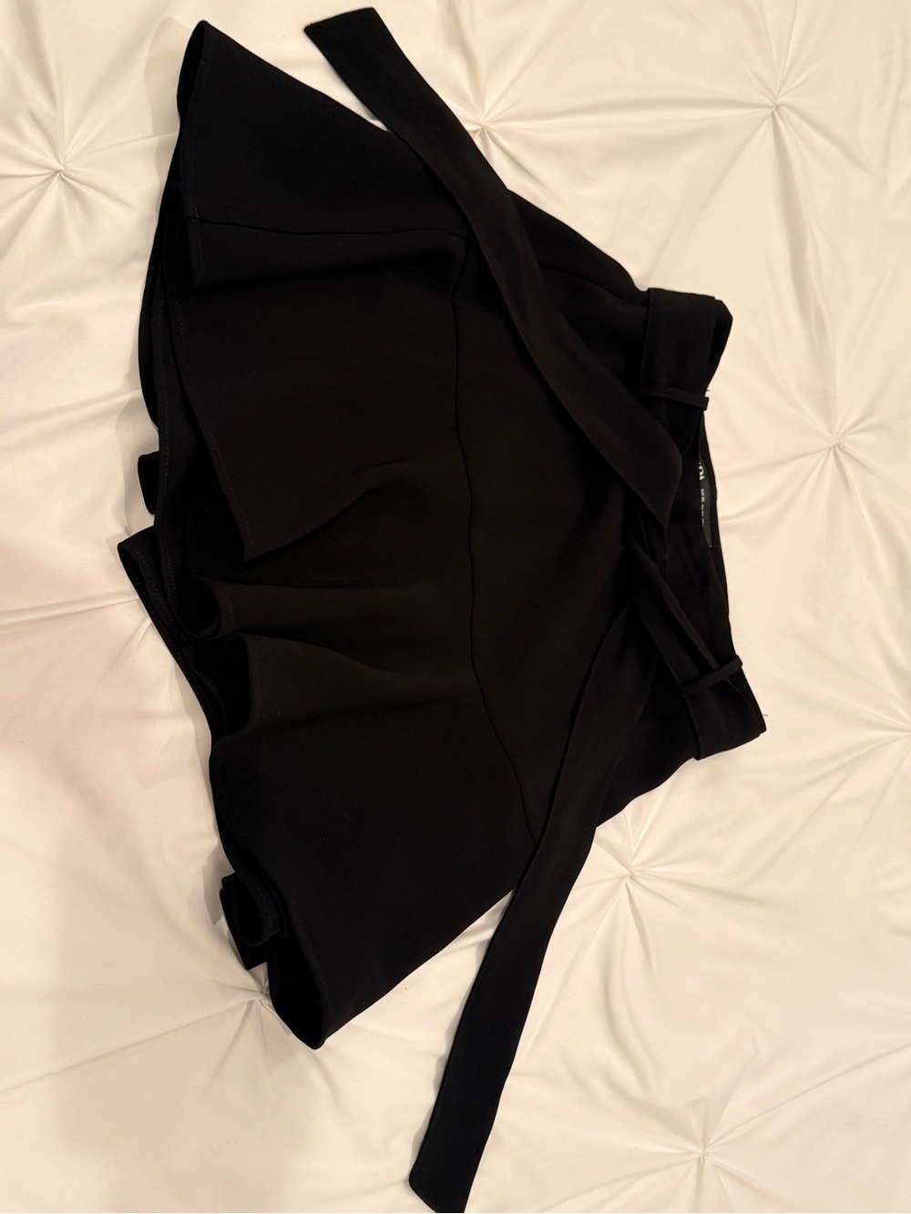 Zara Black High-Waist Belted Mini Skirt